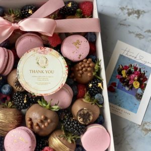 Chocolate Berries and macarons